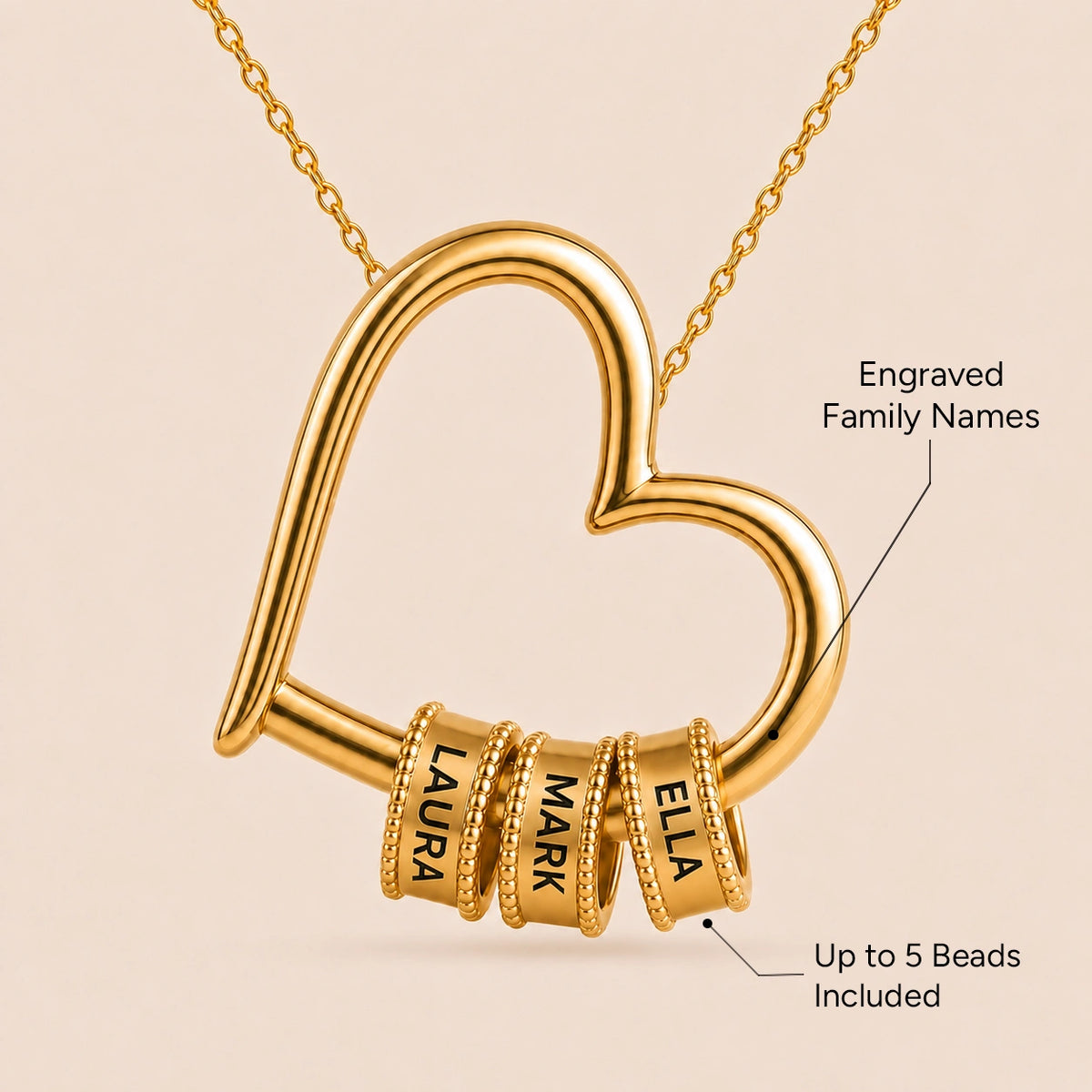 "To My Wife" - Personalized Heart Pendant Necklace | Heart Of The Family