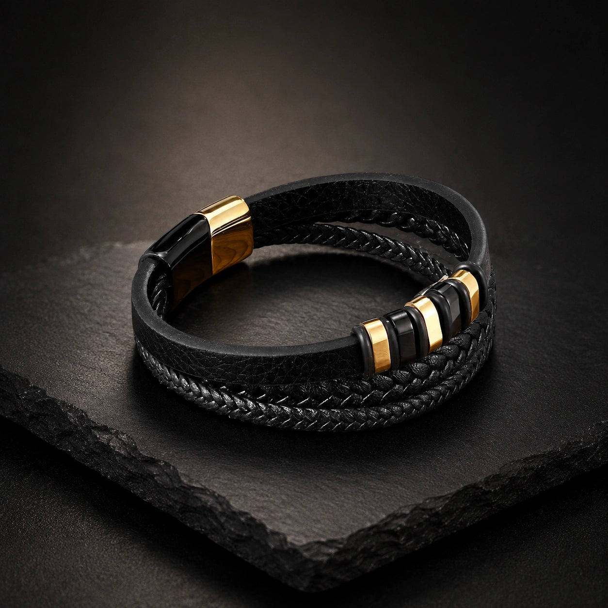 "To My Son" - Personalized Bead Cluster Leather Bracelet | A Piece Of Me