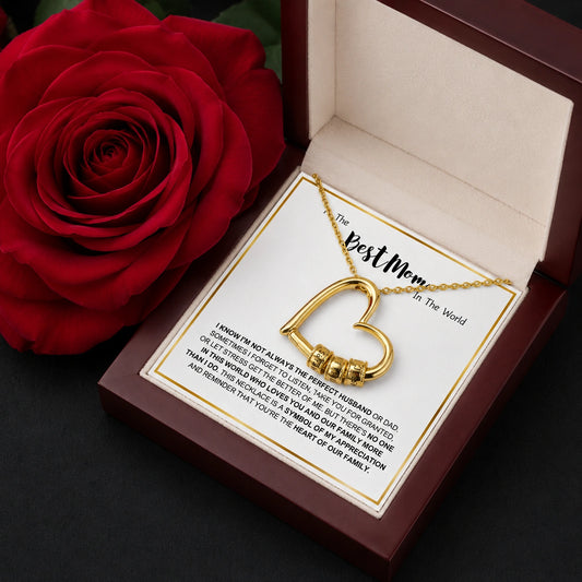 "To The Best Mom In The World" - Personalized Heart Pendant Necklace with LED Gift Box