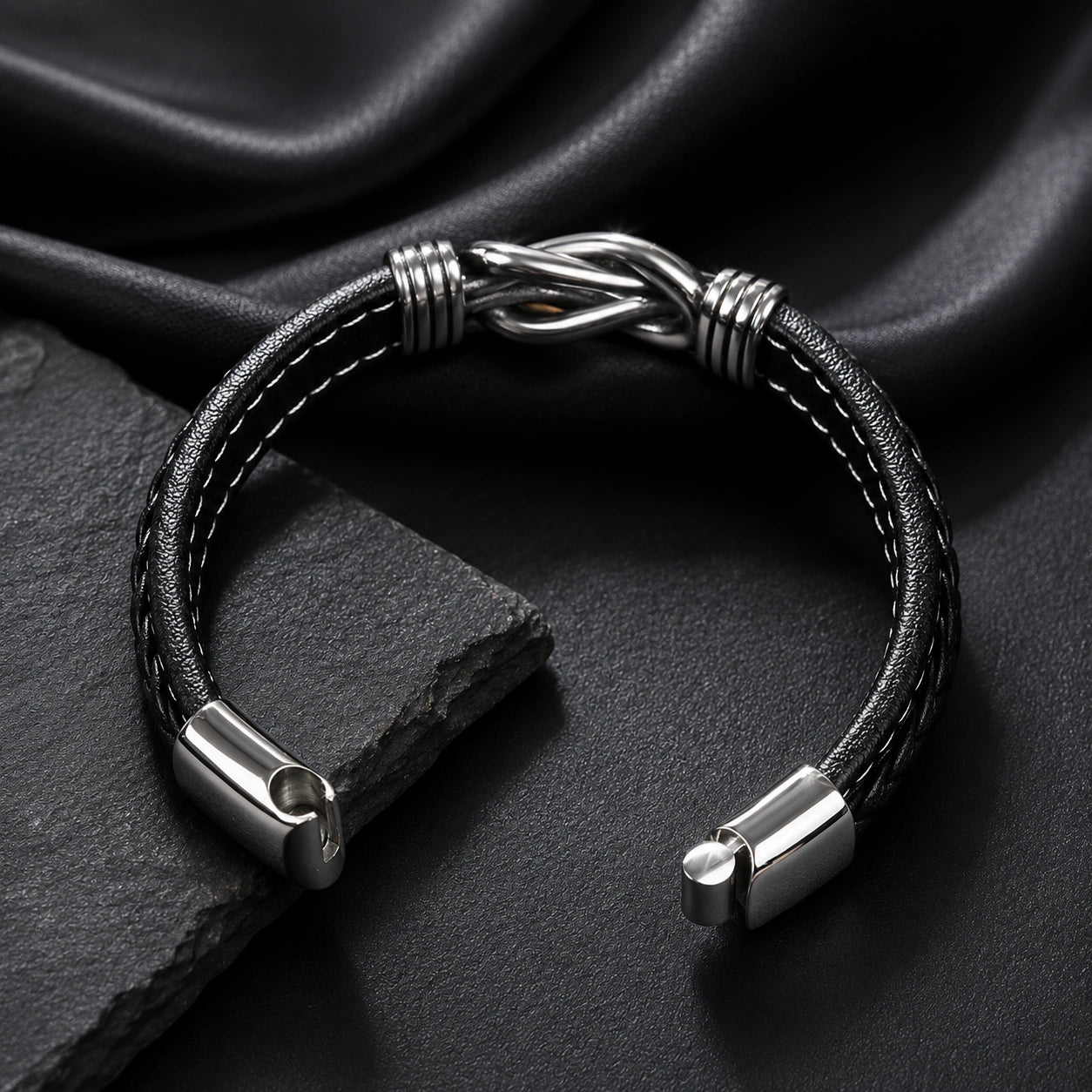 "A Mi Hijo" - Pulsera Personalizada de Cuero de Microfibra con Nudo Infinito | Unidos Para Siempre