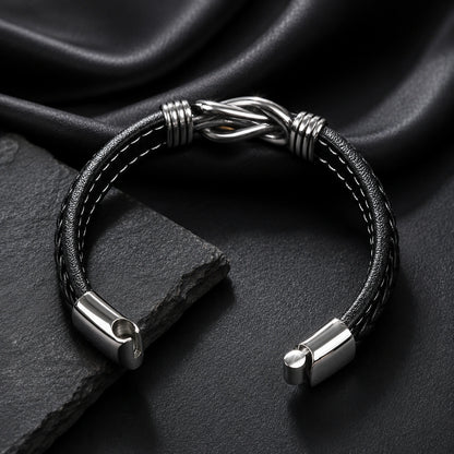 "A Mi Hijo" - Pulsera Personalizada de Cuero de Microfibra con Nudo Infinito | Unidos Para Siempre