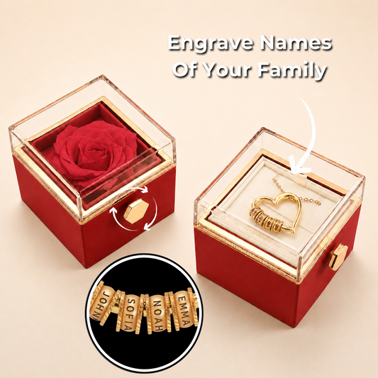 "To My Wife" - Personalized Heart Pendant Necklace & Forever Rose Box