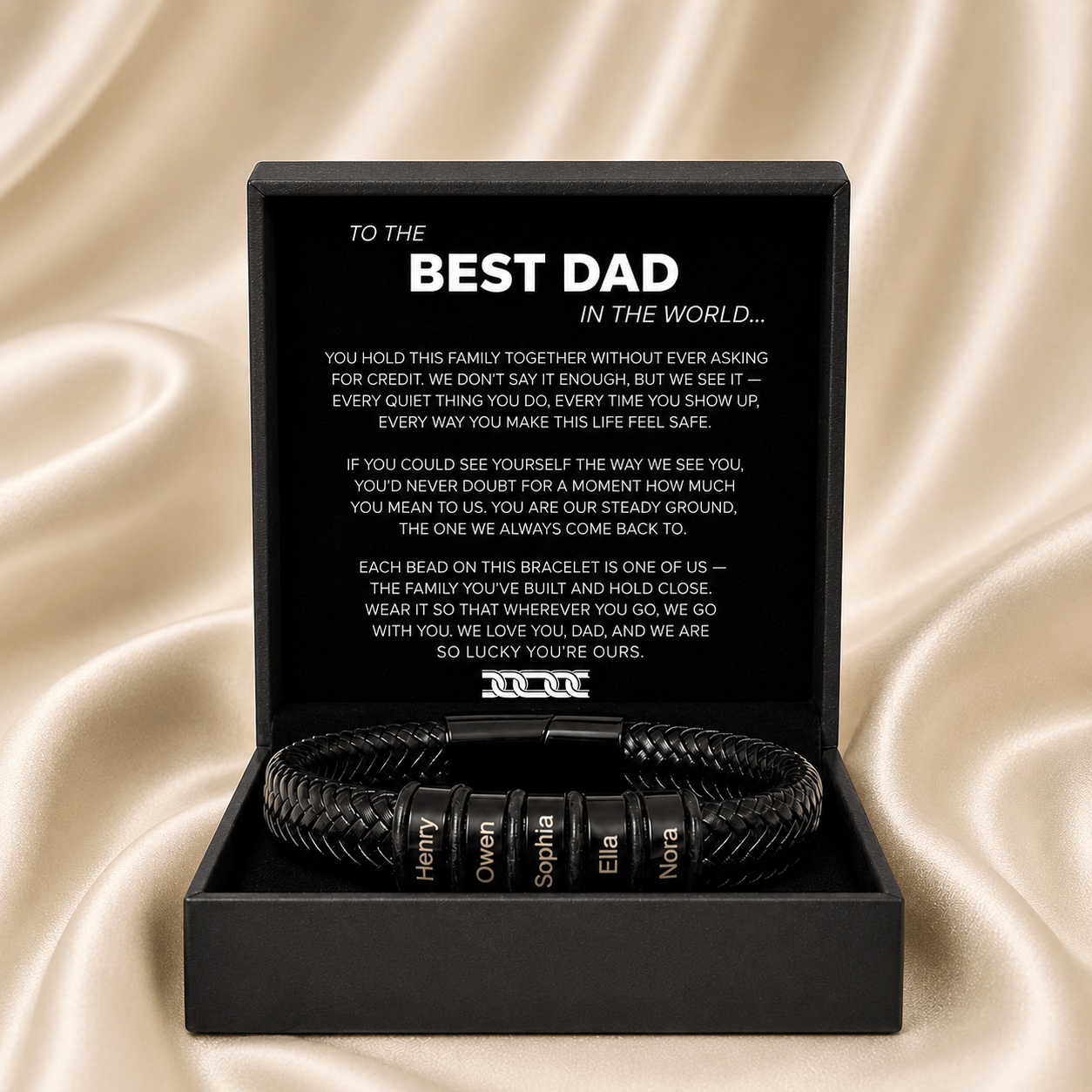 "To the Best Dad in the World" - Personalized Leather Style Bracelet | Holds Us Together