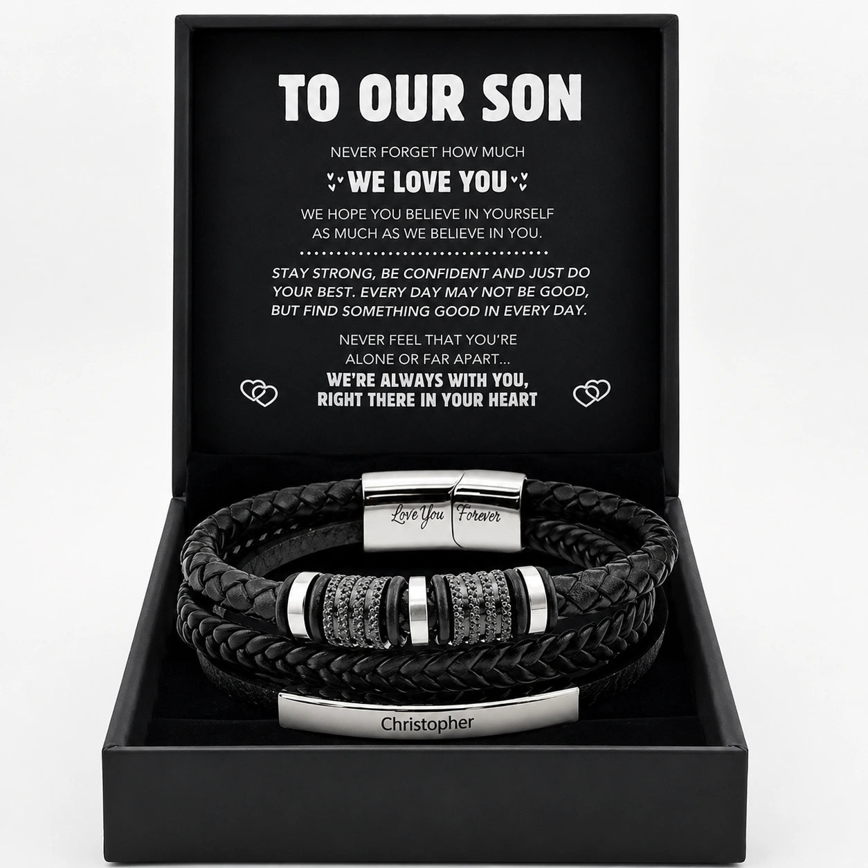 "To My Son" - Personalized Leather Bracelet | I Believe In You