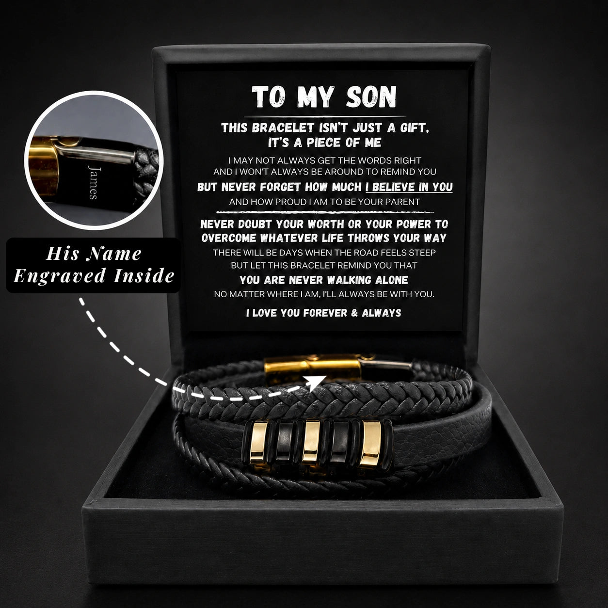 "To My Son" - Personalized Bead Cluster Leather Bracelet | A Piece Of Me