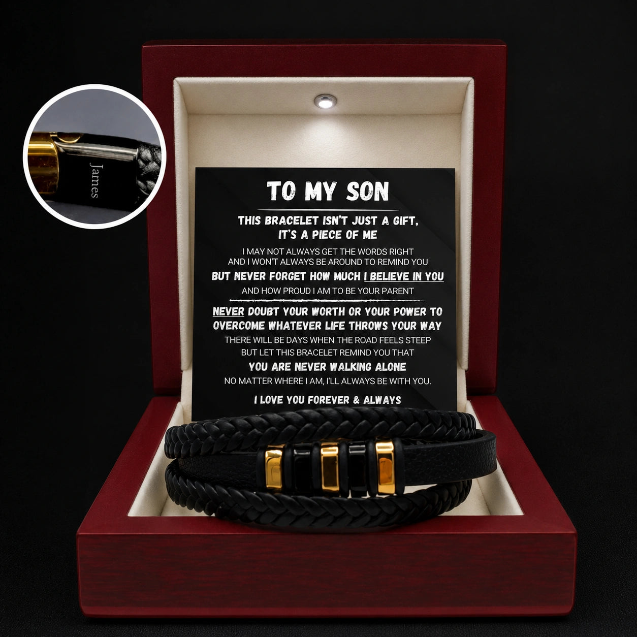 "To My Son" - Personalized Bead Cluster Leather Bracelet | A Piece Of Me