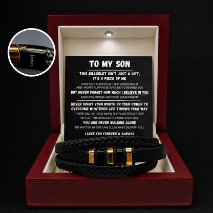 "To My Son" - Personalized Bead Cluster Leather Bracelet | A Piece Of Me