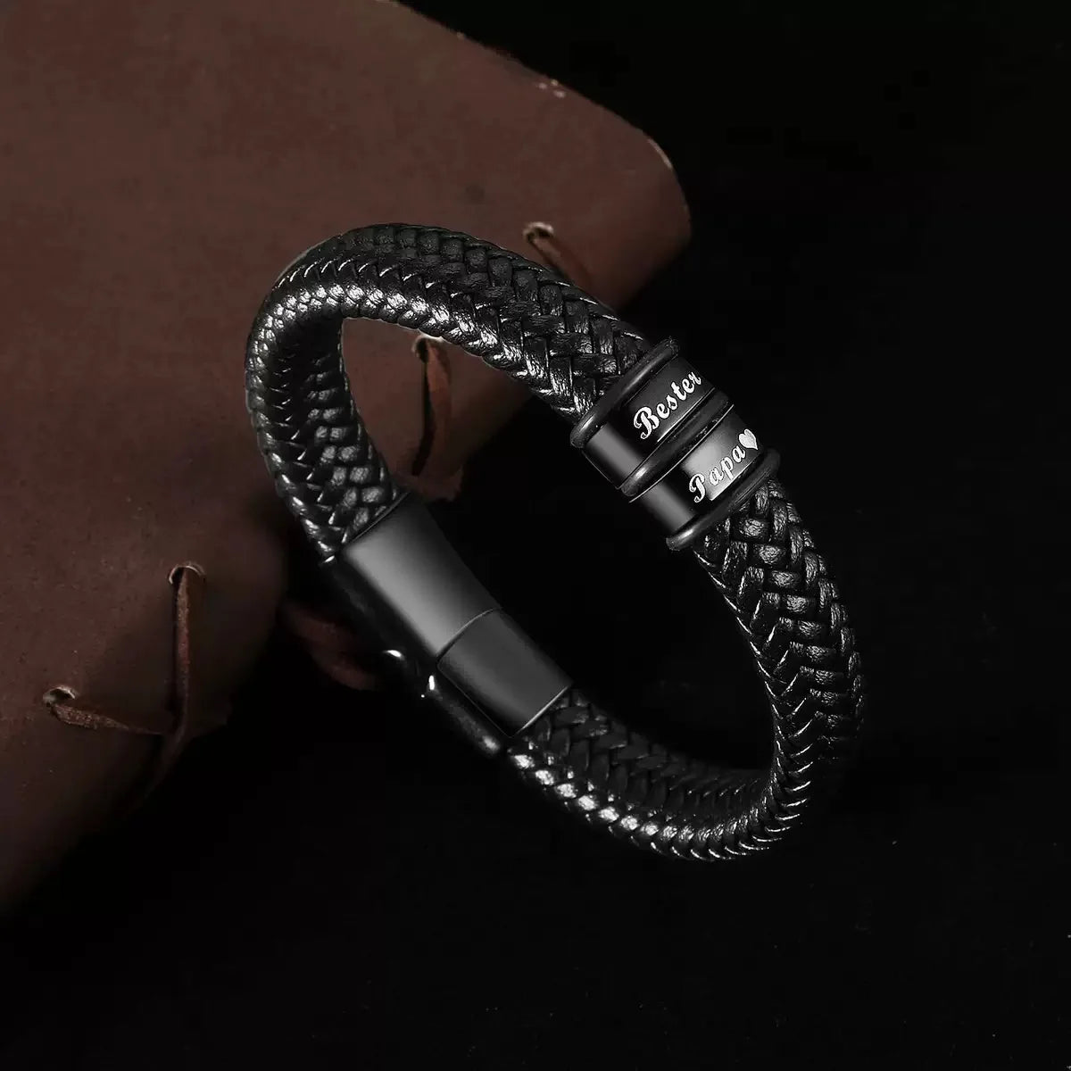 "To the Best Dad in the World" - Personalized Leather Style Bracelet | Holds Us Together