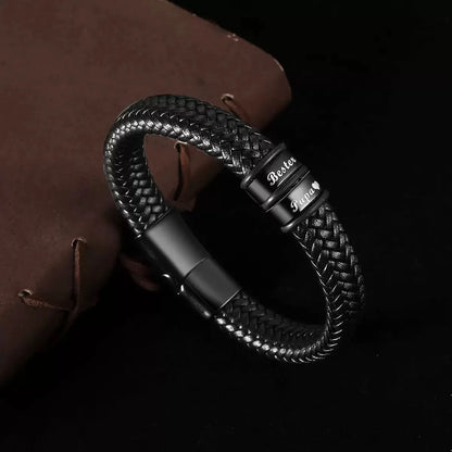 "To the Best Dad in the World" - Personalized Leather Style Bracelet | Holds Us Together