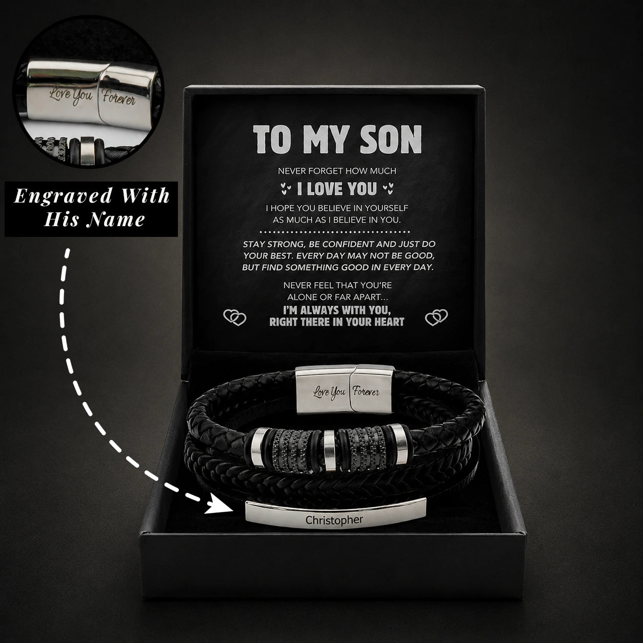 "To My Son" - Personalized Leather Bracelet | I Believe In You