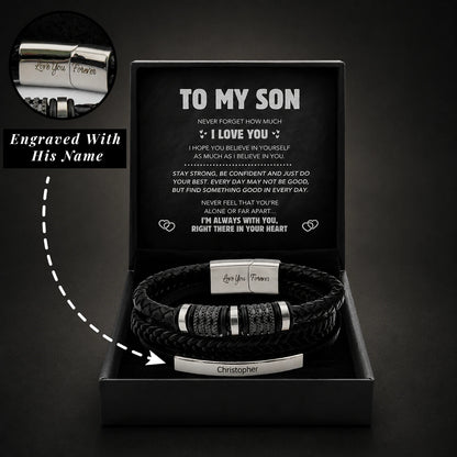 "To My Son" - Personalized Leather Bracelet | I Believe In You