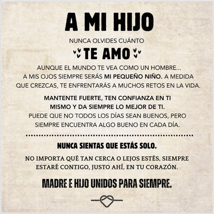 "A Mi Hijo" - Pulsera Personalizada de Cuero de Microfibra con Nudo Infinito | Unidos Para Siempre
