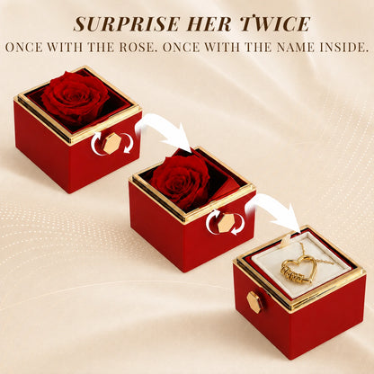 "To My Wife" - Personalized Heart Pendant Necklace & Forever Rose Box