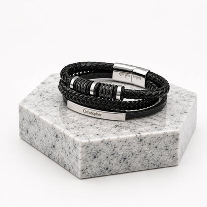 "To My Son" - Personalized Leather Bracelet | I Believe In You