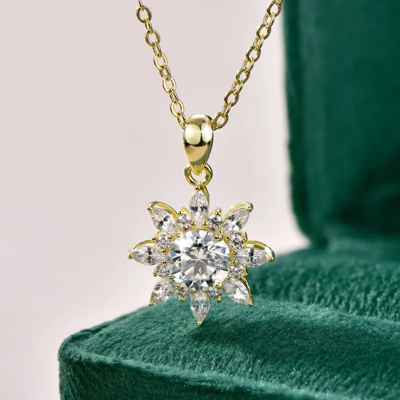Sunflower Moissanite Necklace