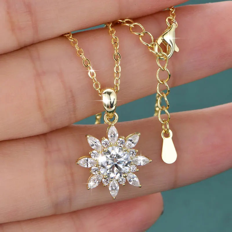 Sunflower Moissanite Necklace