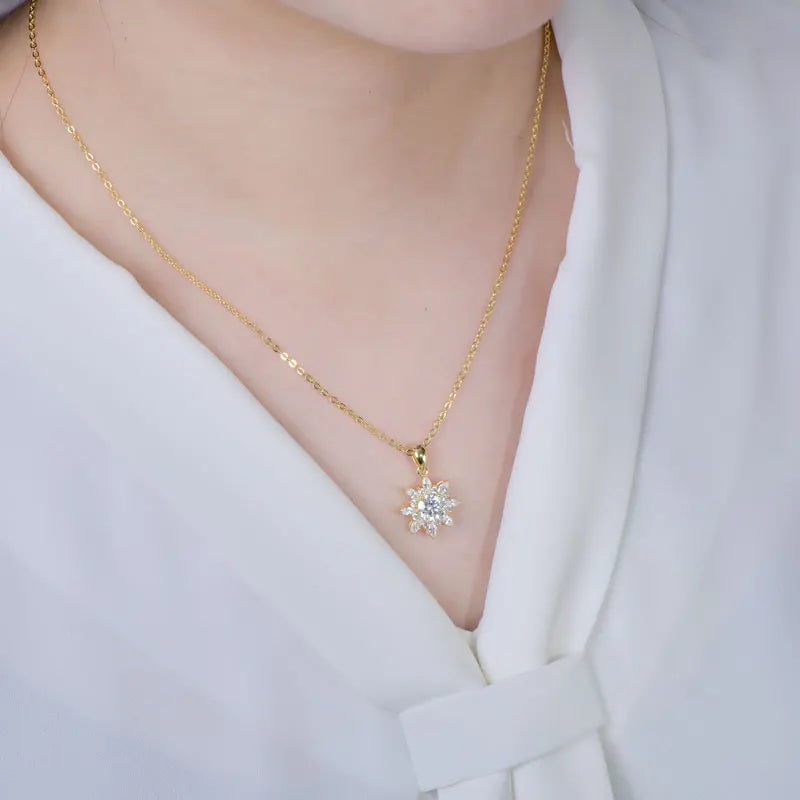 Sunflower Moissanite Necklace