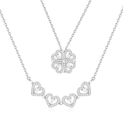 To My Daughter - "Lucky Charm" 4-Leaf Clover Necklace & Forever Rose Eternal Gift Set