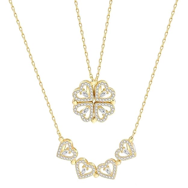 To My Daughter - "Lucky Charm" 4-Leaf Clover Necklace & Forever Rose Eternal Gift Set
