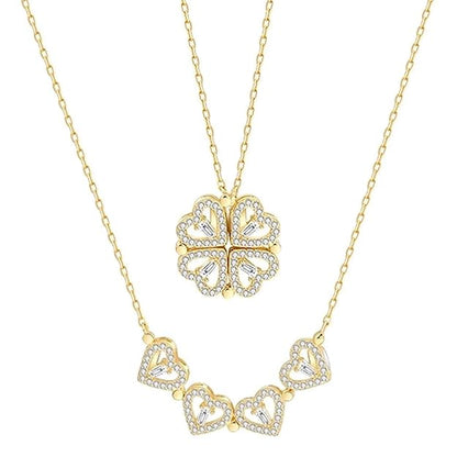 To My Daughter - "Lucky Charm" 4-Leaf Clover Necklace & Forever Rose Eternal Gift Set