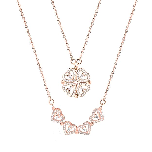 To My Daughter - "Lucky Charm" 4-Leaf Clover Necklace & Forever Rose Eternal Gift Set