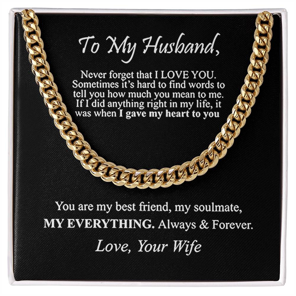 "To My Husband" - Cuban Link Chain Necklace | Best Friend & Soulmate