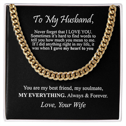 "To My Husband" - Cuban Link Chain Necklace | Best Friend & Soulmate