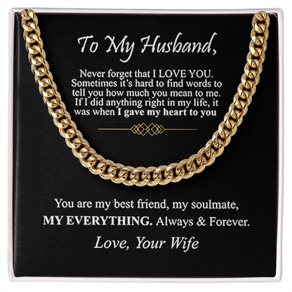 "To My Husband" - Cuban Link Chain Necklace | My Everything