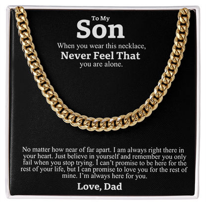 "To My Son" - Cuban Link Chain Necklace | A Father's Promise