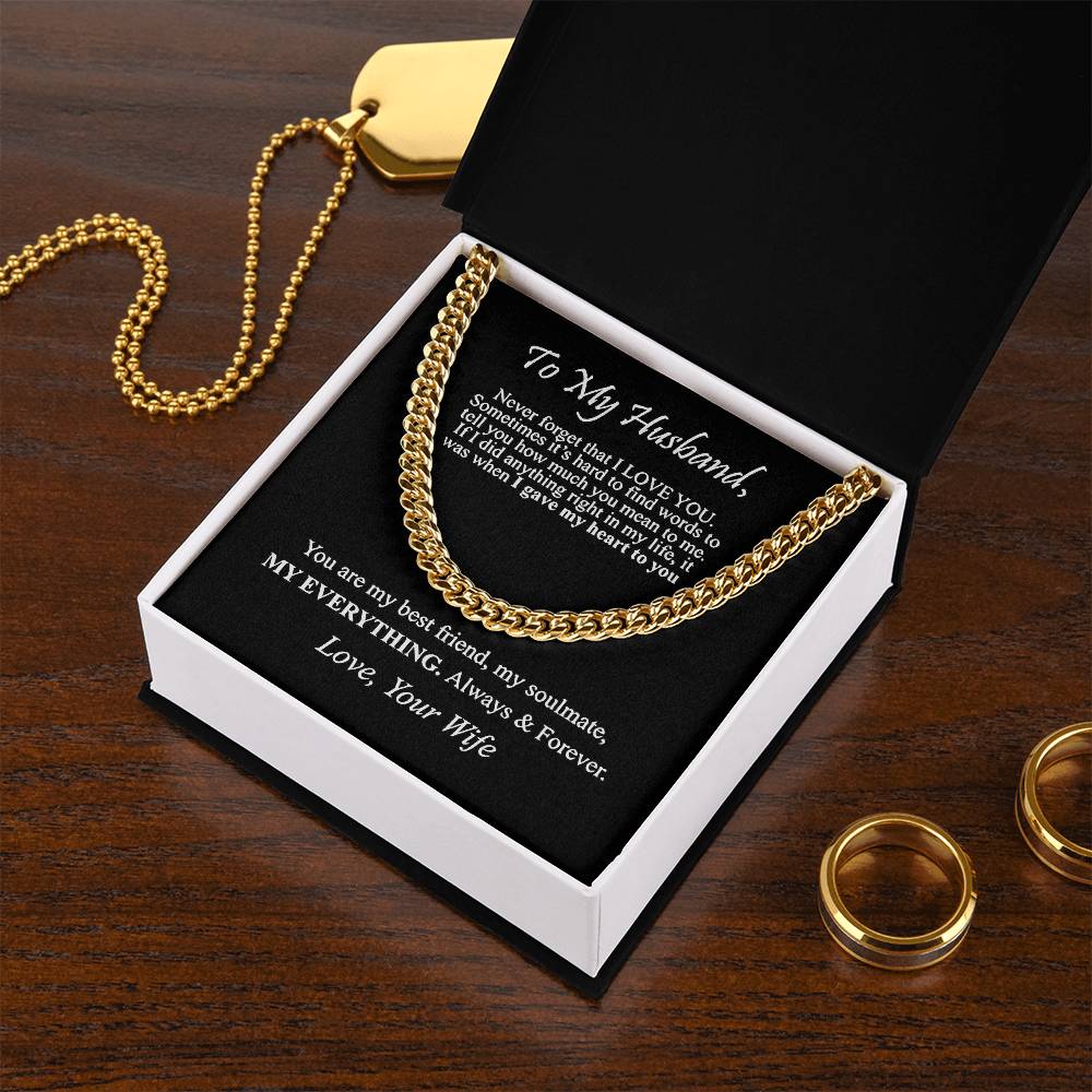 "To My Husband" - Cuban Link Chain Necklace | Best Friend & Soulmate