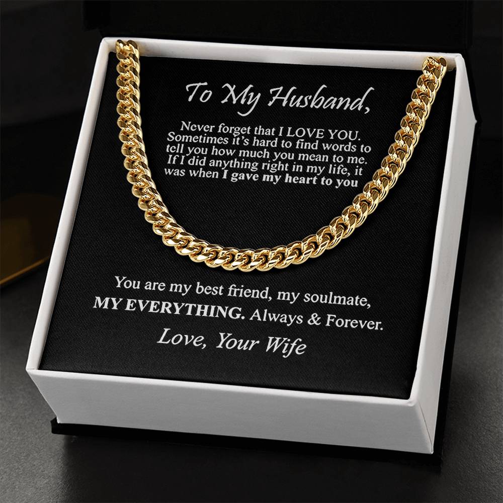 "To My Husband" - Cuban Link Chain Necklace | Best Friend & Soulmate