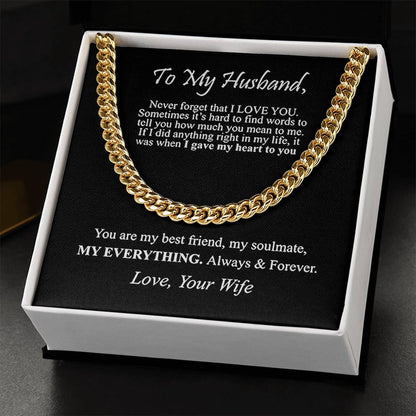 "To My Husband" - Cuban Link Chain Necklace | Best Friend & Soulmate
