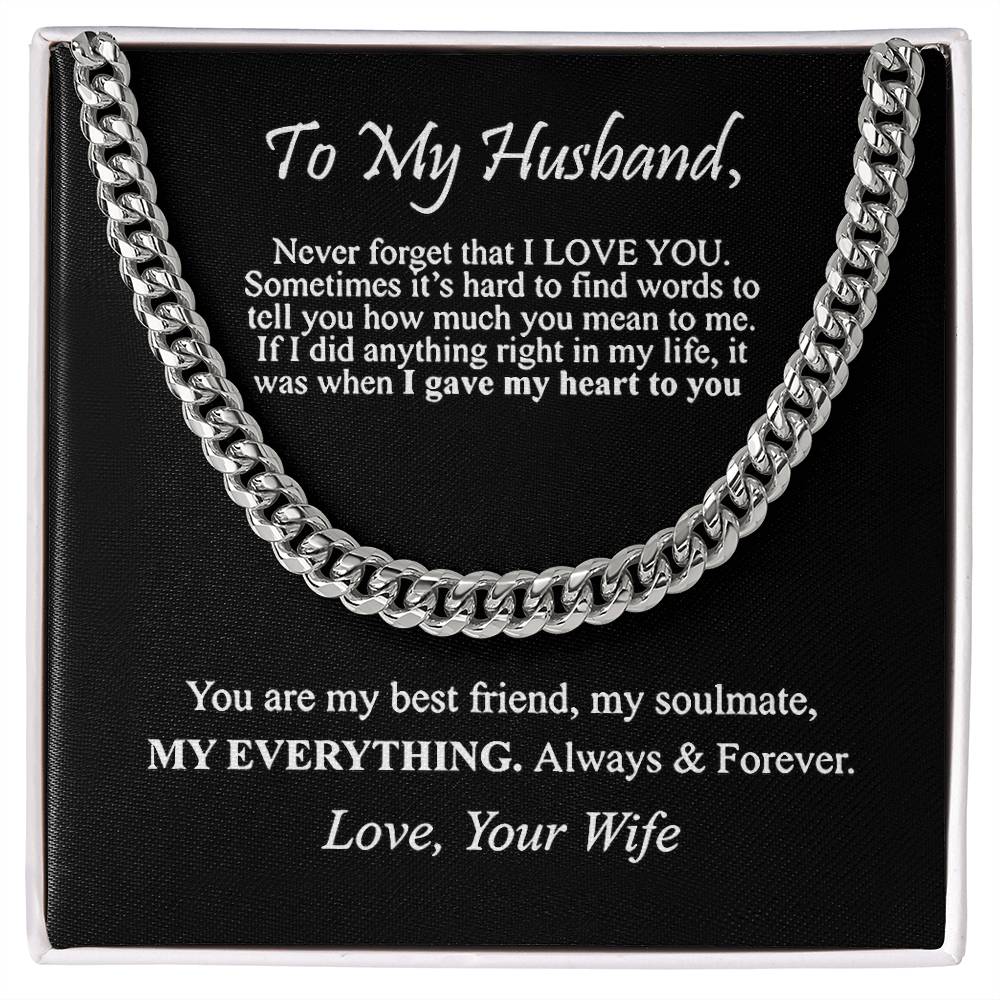 "To My Husband" - Cuban Link Chain Necklace | Best Friend & Soulmate