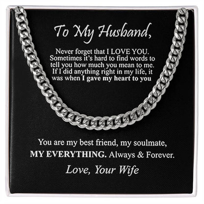 "To My Husband" - Cuban Link Chain Necklace | Best Friend & Soulmate