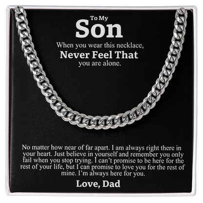 "To My Son" - Cuban Link Chain Necklace | A Father's Promise