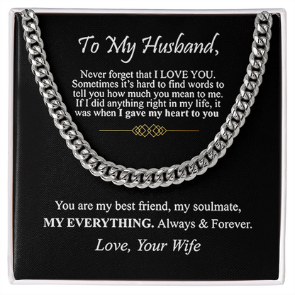"To My Husband" - Cuban Link Chain Necklace | My Everything