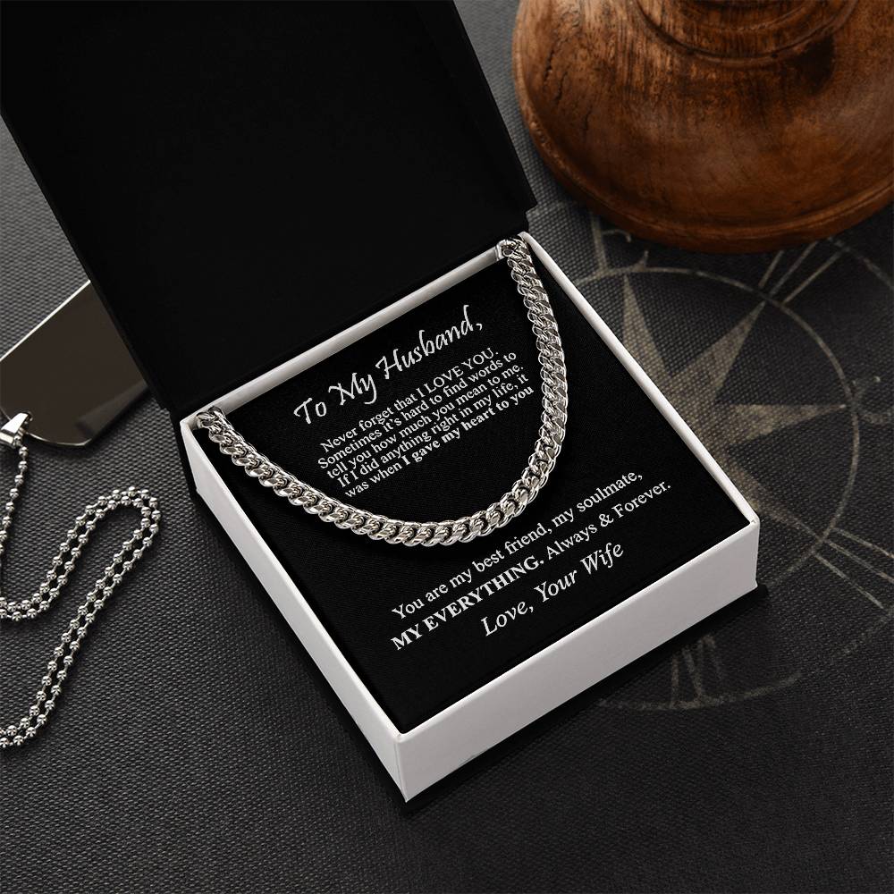 "To My Husband" - Cuban Link Chain Necklace | Best Friend & Soulmate