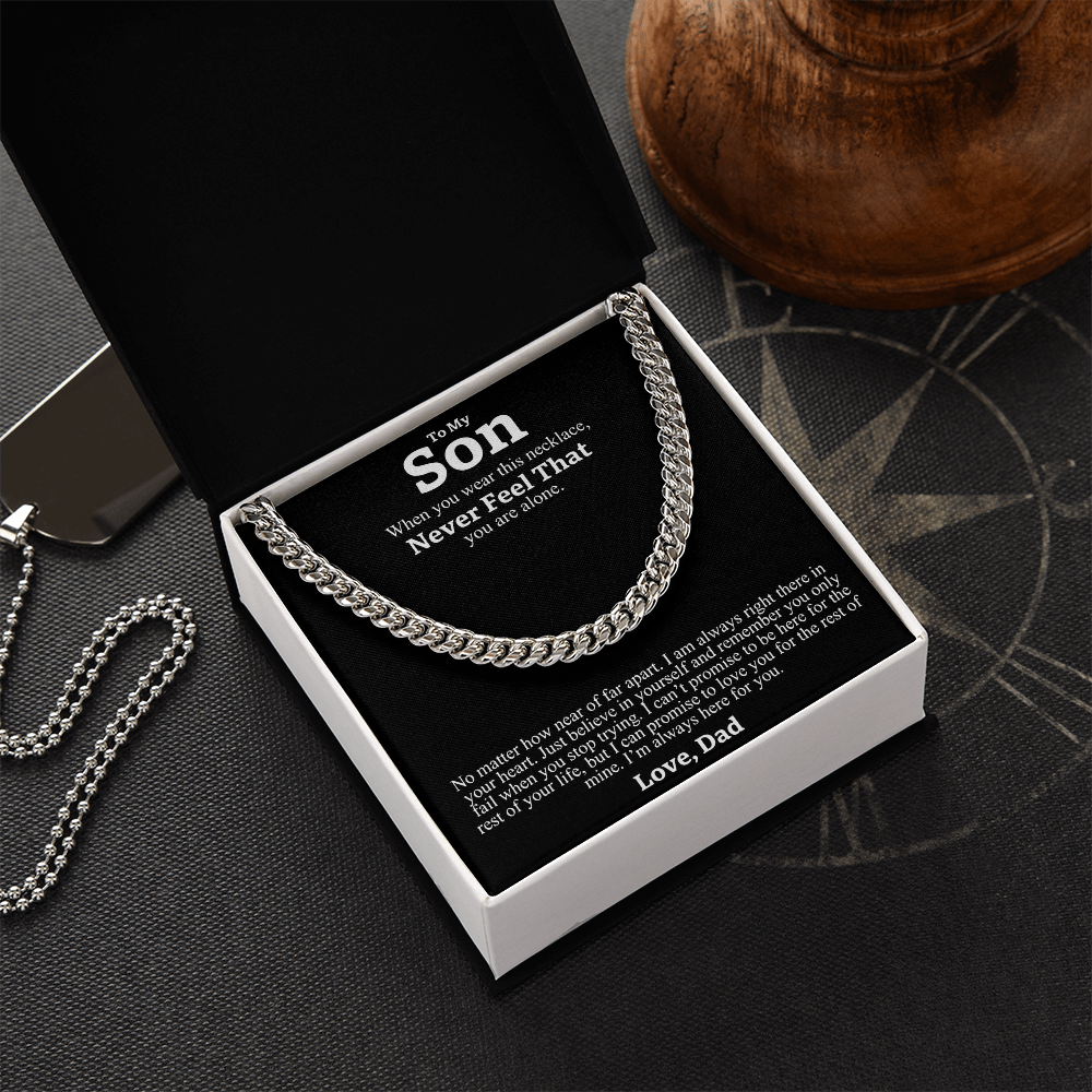 "To My Son" - Cuban Link Chain Necklace | A Father's Promise