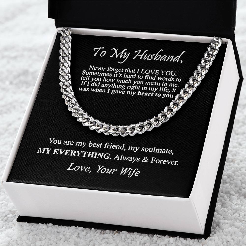 "To My Husband" - Cuban Link Chain Necklace | Best Friend & Soulmate