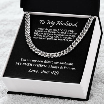 "To My Husband" - Cuban Link Chain Necklace | Best Friend & Soulmate