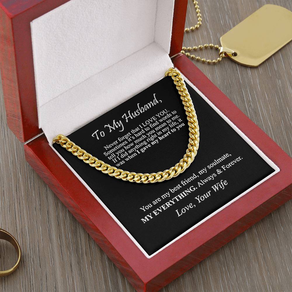 "To My Husband" - Cuban Link Chain Necklace | Best Friend & Soulmate