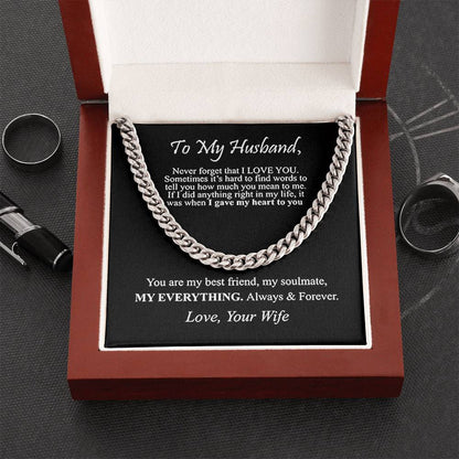 "To My Husband" - Cuban Link Chain Necklace | Best Friend & Soulmate