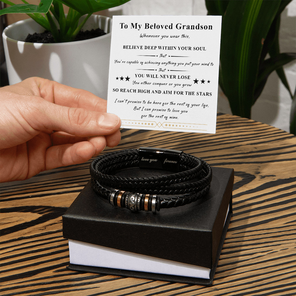 To My Grandson – "I Love You Forever" Bracelet Set