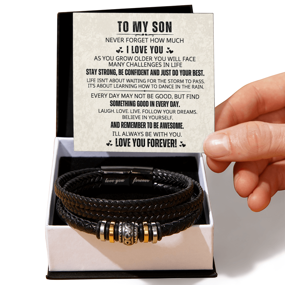 "To My Son" - Love You Forever Braided Vegan Leather Bracelet