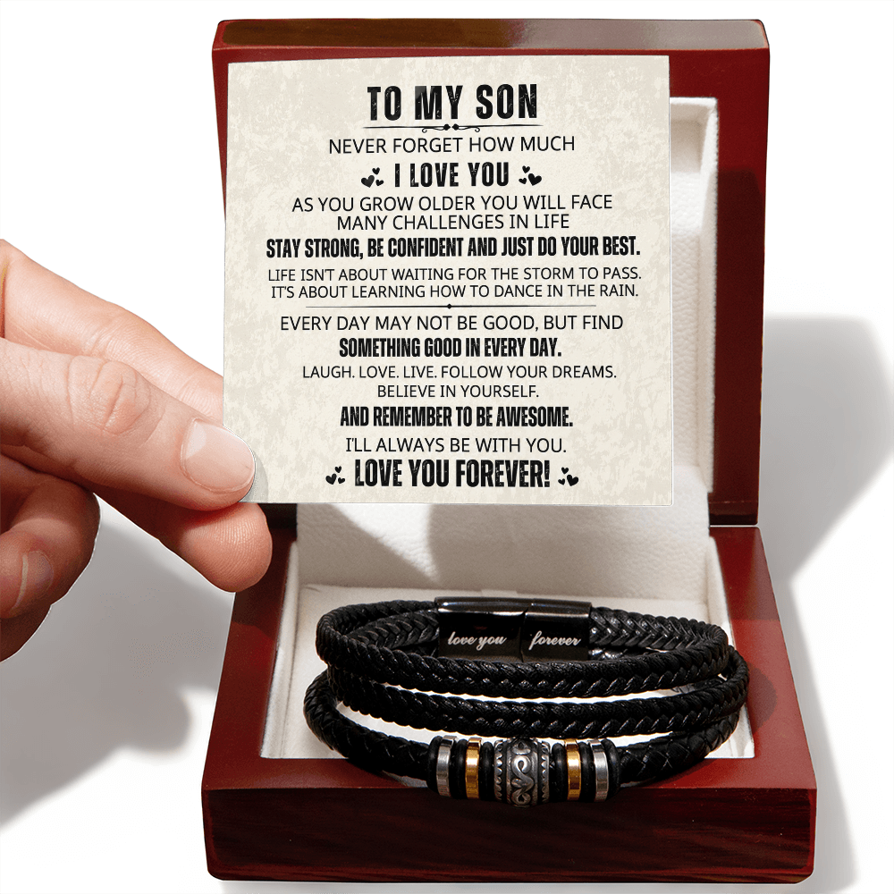 "To My Son" - Love You Forever Braided Vegan Leather Bracelet