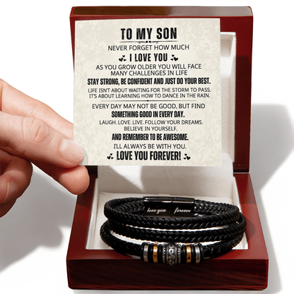 "To My Son" - Love You Forever Braided Vegan Leather Bracelet