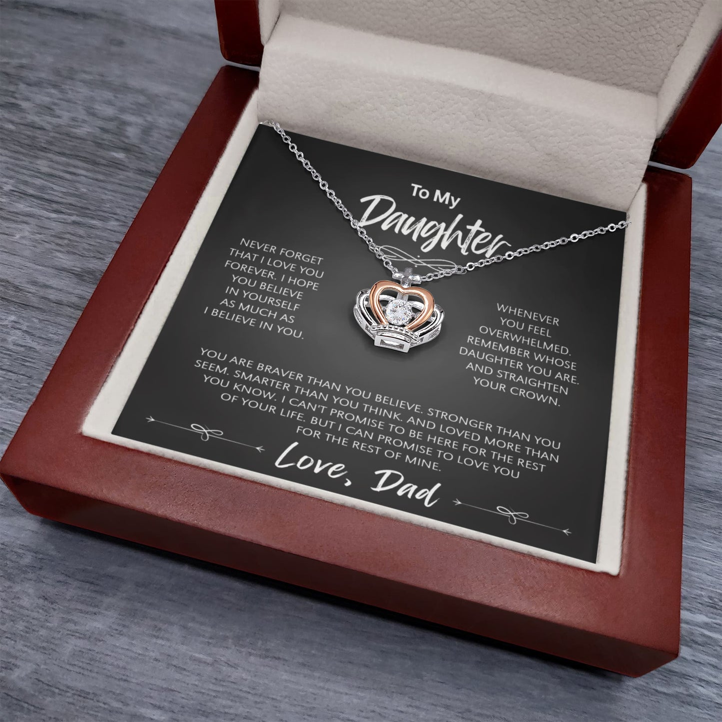 "To My Daughter" - Crown Pendant Necklace | Always Your Protector