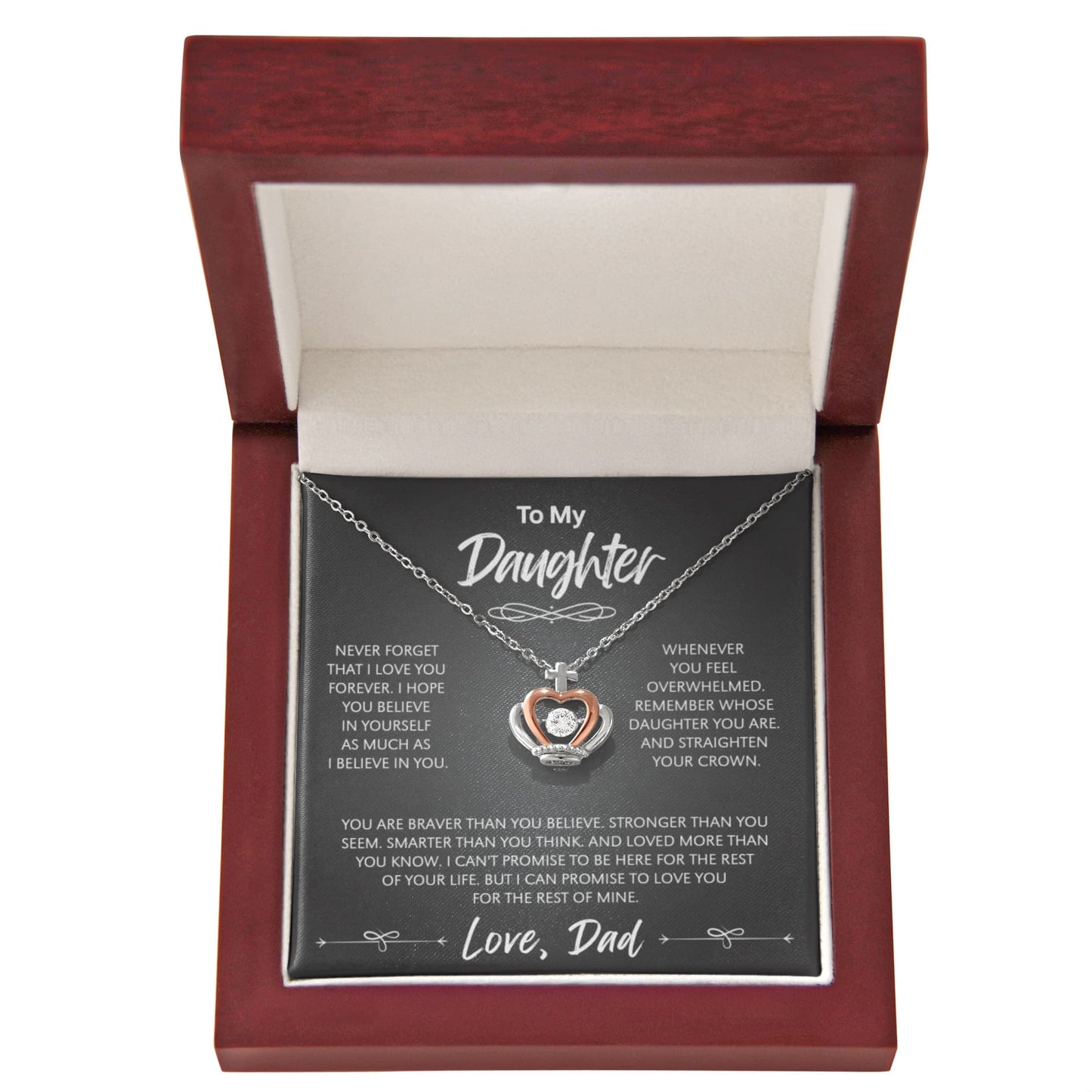 "To My Daughter" - Crown Pendant Necklace | Always Your Protector