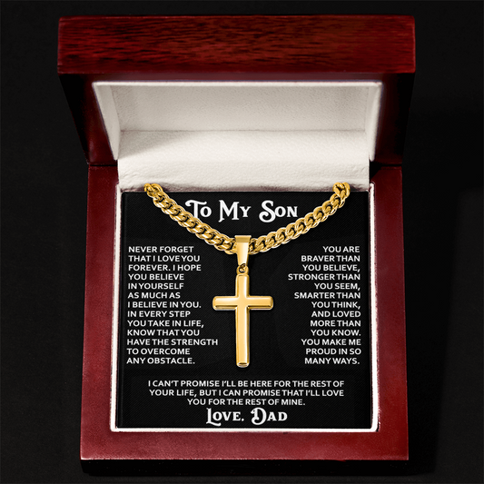 "To My Son" - Personalized Cross Necklace with Cuban Link Chain | Faith And His Name