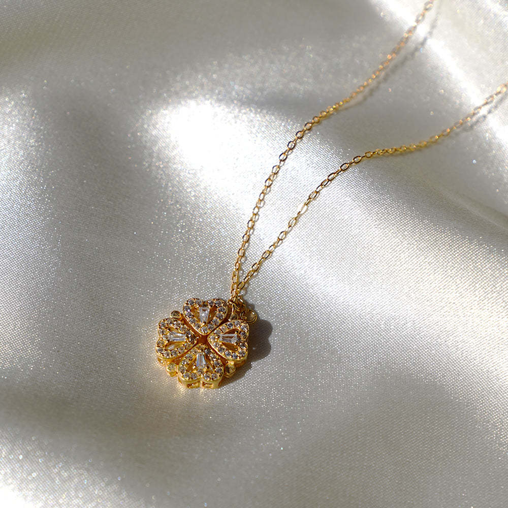 To My Daughter - "Lucky Charm" 4-Leaf Clover Necklace & Forever Rose Eternal Gift Set